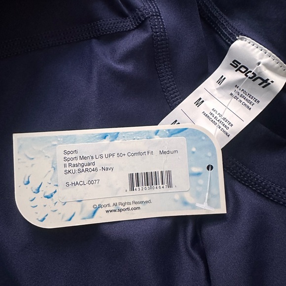 SPORTI UPF 50+ Swim Rash guard Comfort Fit Long Sleeve T-Shirt navy blue medium - Picture 5 of 5